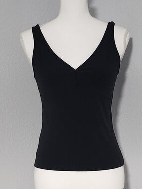 Vintage Y2K Ann Taylor Black Sleeveless V- Neck Knot Strap Blouse Top Size Small